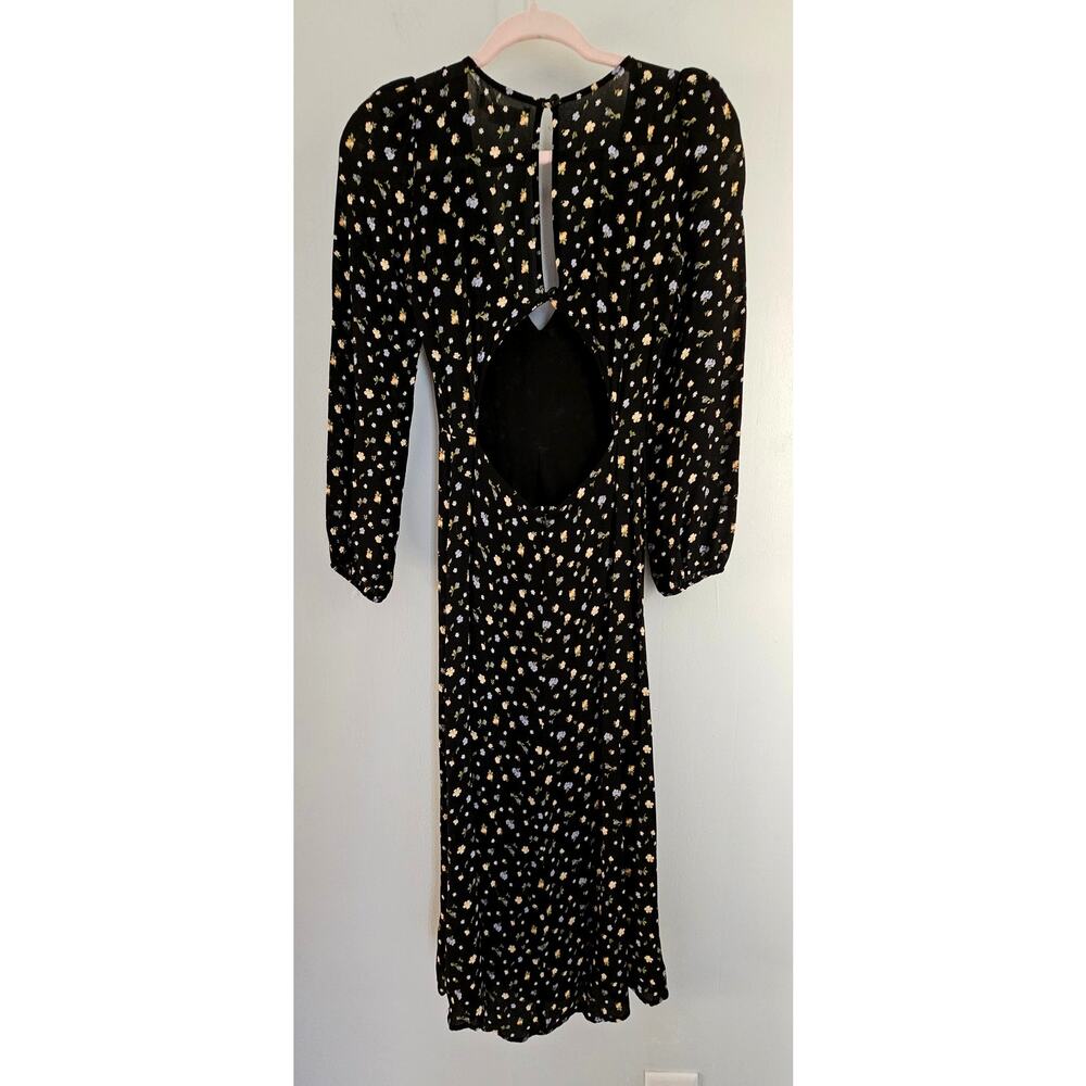 Reformation Joy Cut Out Back V Neck Long Sleeve Midi Dress 100% Viscose Sz 0 NEW - Picture 8 of 10